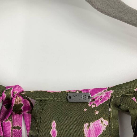 Young Fabulous & Broke Alya Bias Cut Mini Dress Green Pink Small - Picture 4 of 11